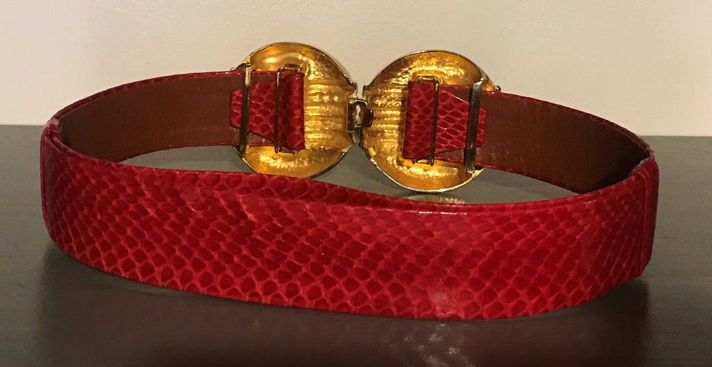 Alexis Kirk Snakeskin Belt - Vintage 1980's with Adjustable Gold