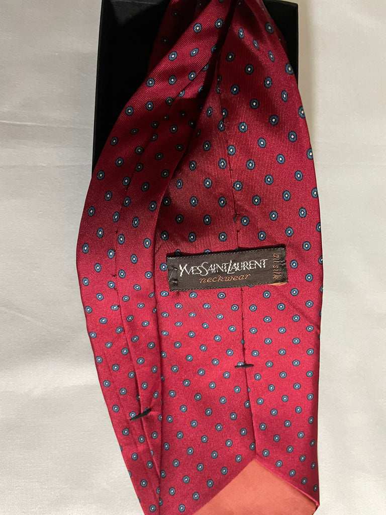 Yves Saint Laurent Men's Vintage red, white, and blue men's tie