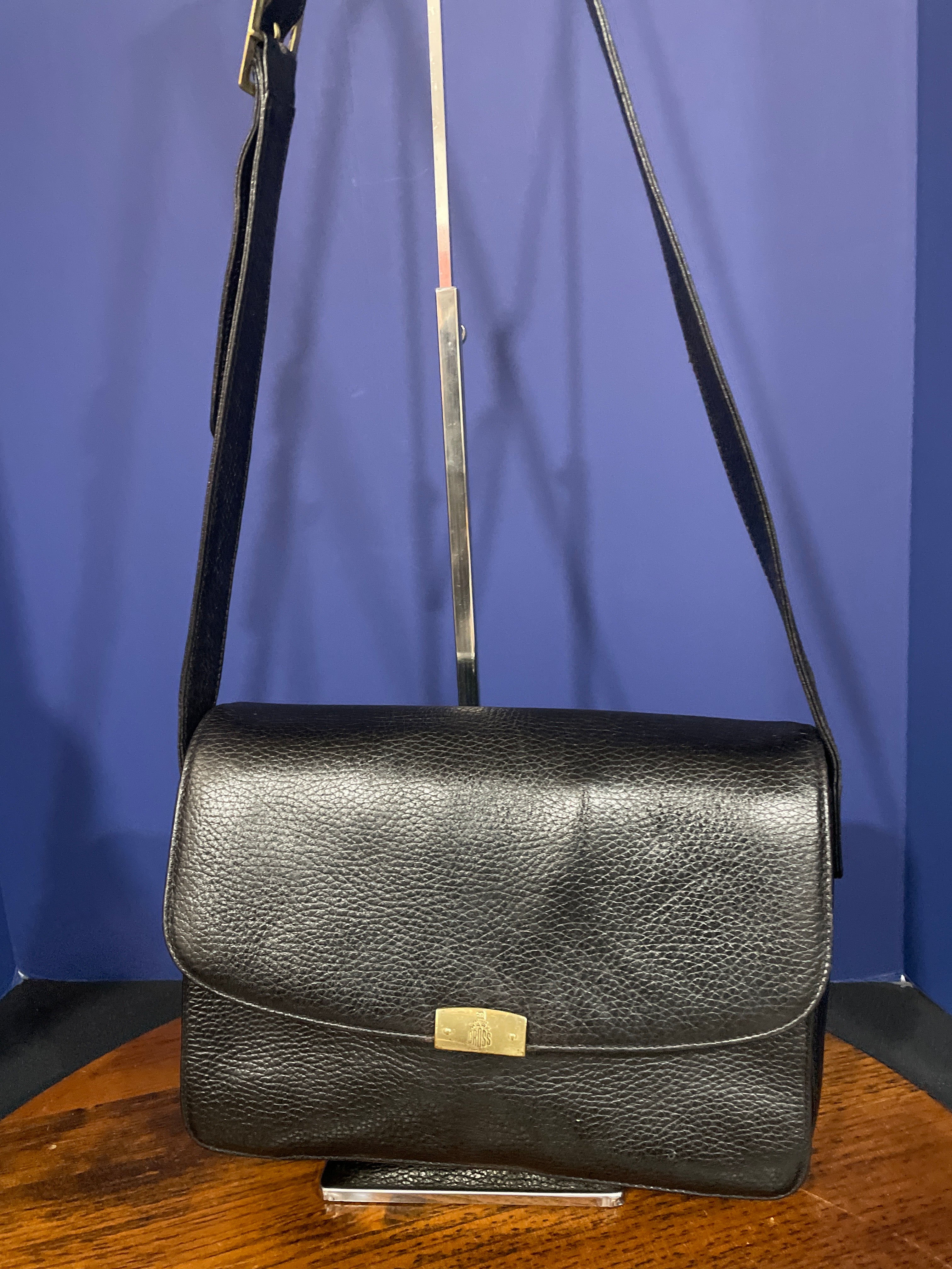 Vintage Mark Cross Black pebbled leather handbag