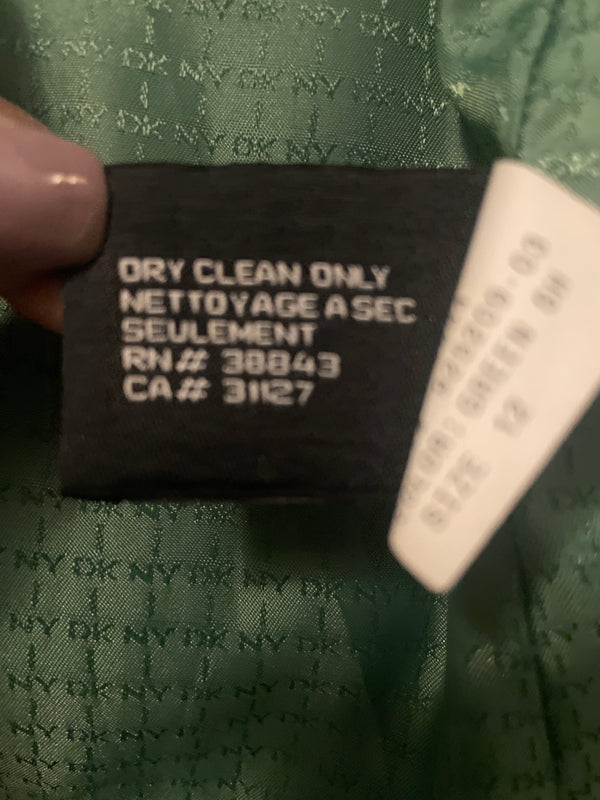 DKNY Double-Breasted Wool-Blend Military Style Green Pea Coat