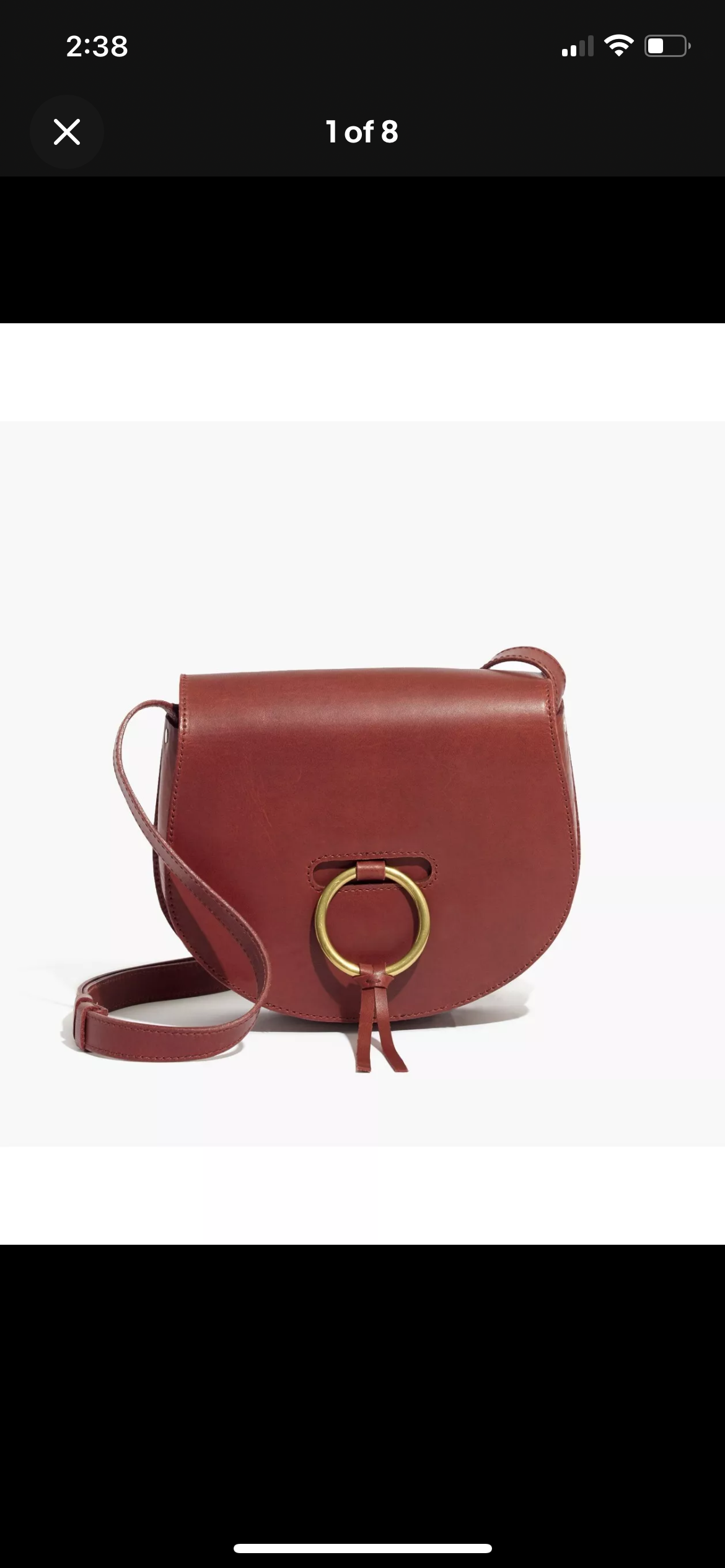 Madewell Lisbon O Ring Leather Saddlebag Crossbody in Cognac Brown