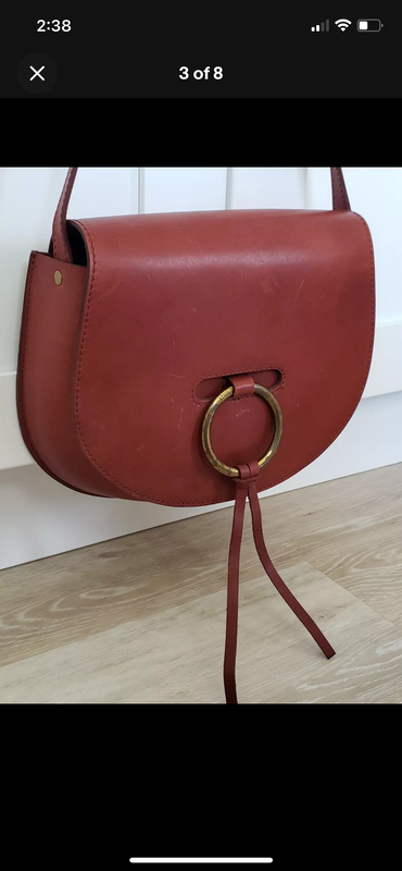 Madewell Lisbon O Ring Leather Saddlebag Crossbody in Cognac Brown