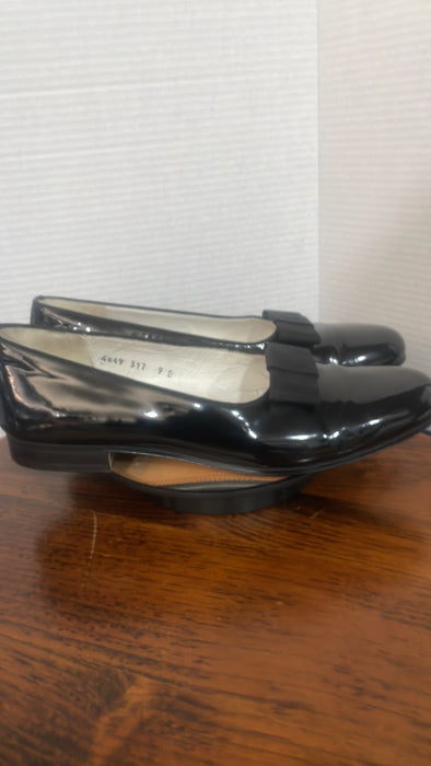 Men’s Vintage Ferragamo Black Patent Leather Opera Bow Slip-on Size 9 M