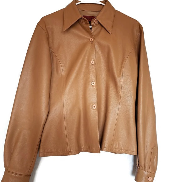 Nicola Berti Tan Leather Coat Size M