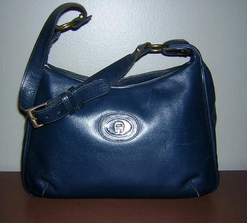 Vintage 1980s ETIENNE AIGNER navy blue purse, handbag, shoulde – Ethel Lee Vintage & Art-ELVA