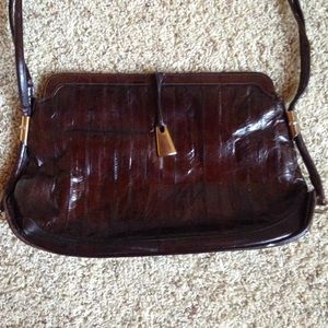 Vintage Burgundy Eel Skin Shoulder Bag