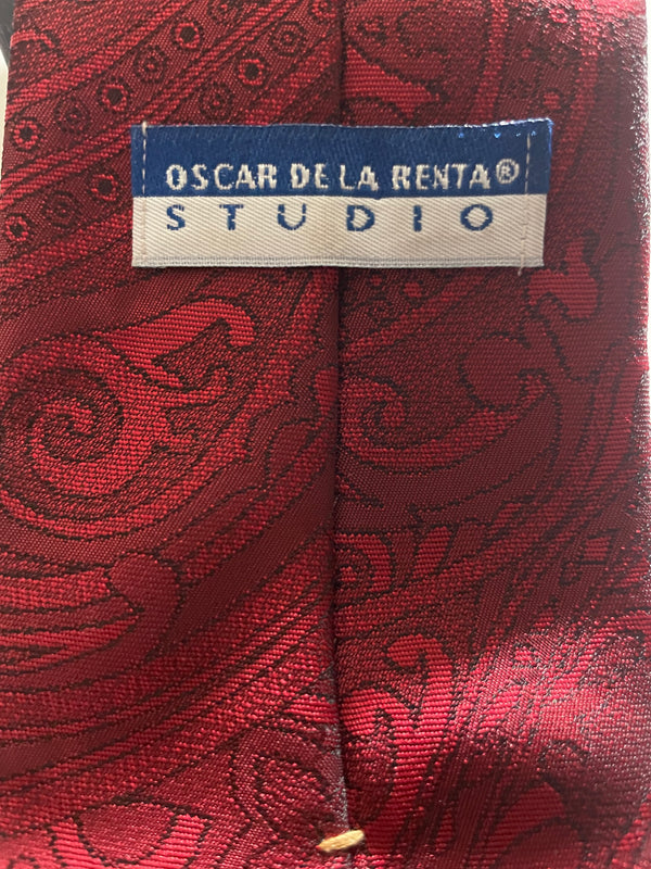 Oscar De La Renta Studio Red Paisley Classic Executive Necktie Tie